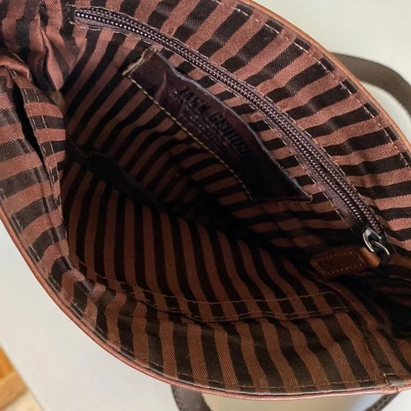 Jack Georges Savio Horseshoe Crossbody Bag Buffalo Leather Brown Cream - Picture 10 of 11